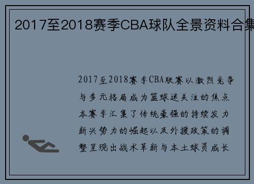 2017至2018赛季CBA球队全景资料合集